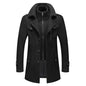 Autumn Winter Men's Woolen Coat Fashion Double Neck Coat Solid Color Long Sleeve Jacket