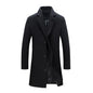 Breathable Woolen Coat Men's Woolen Coat with Formal Suit Collar Solid Color Mid-length Jacket for Office Business Outwear Lapel