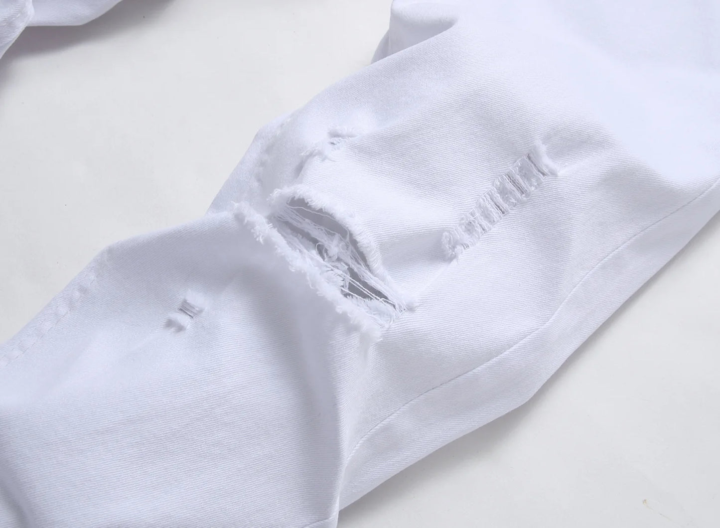 Punk Street Style Ripped Skinny Jeans Men Vintage Wash Solid Denim Trouser Men's Casual Slim Fit Pencil Denim Holes Pants 2025