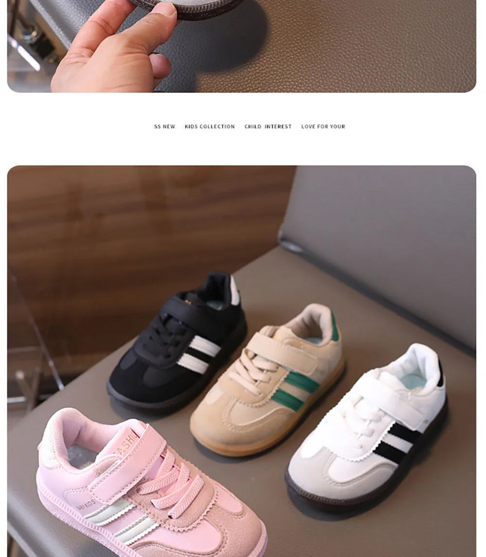 PU Leather Sport Shoes For Children Soft-soled Waterproof Girl's Sneakers Ergonomics Anti-slippery Toddler Shoes For Kids