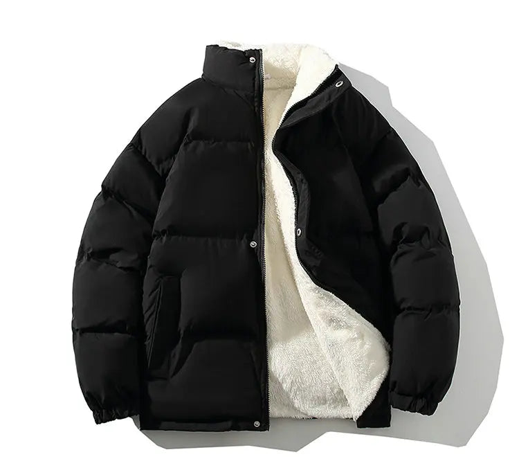 Winter Jacket Men Streetwear Fleece Parkas Coat Male Loose Bubble Jacket Warm Stand Collar Coats Unisex Puffer New Clothes