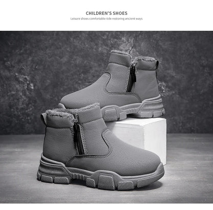 Girl's Snow Boot Winter Cotton Children's Shoes Outdoor Warm Plush Non-slip Simple Fashion Hard-wearing Boys Boots New Style
