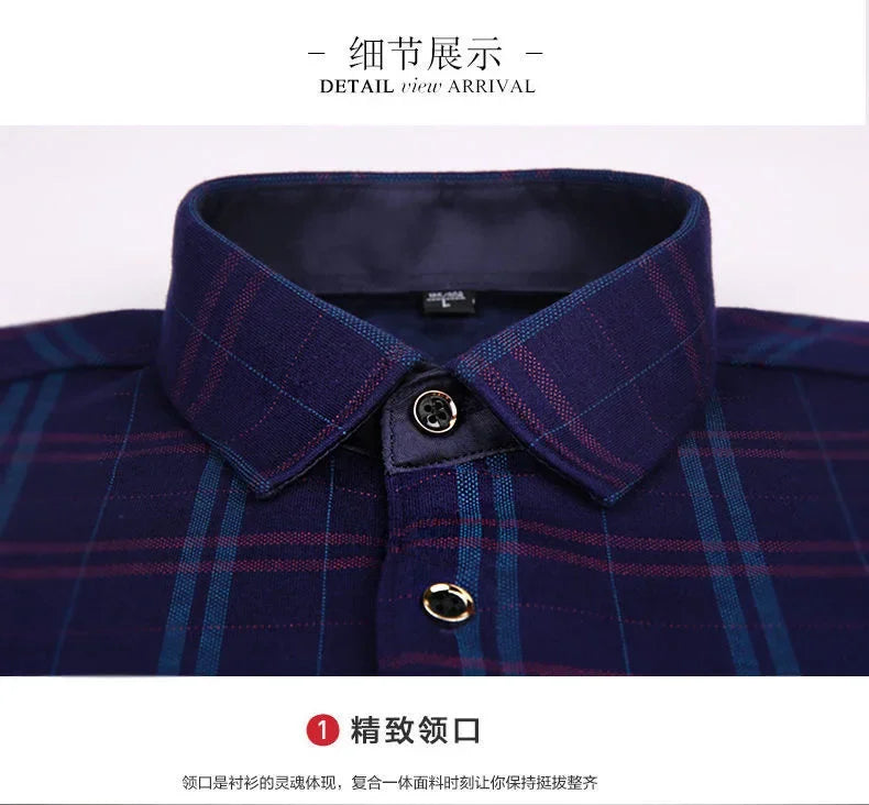 New 2025 Men's Thick Long Sleeve Shirts Fashion Casual Business Versatile Shirts Tops Men Plaid Striped Warm Shirts Camisas Male