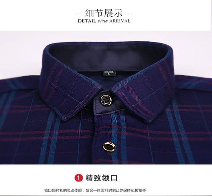 New 2025 Men's Thick Long Sleeve Shirts Fashion Casual Business Versatile Shirts Tops Men Plaid Striped Warm Shirts Camisas Male