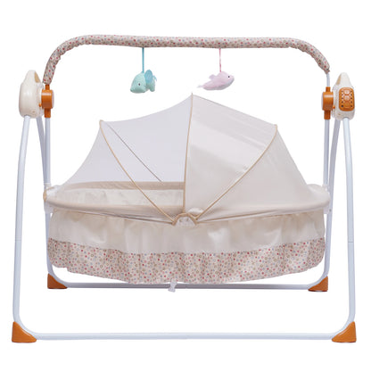 Electric Baby Cradle Auto Swing Rocker Cot Infant Sleeping Bed Swing Crib Kit Timer +Bluetooth Music +Mat +Pillow 5Gears Adjustable