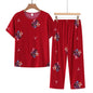 Korean Reviews Many Pajamas Set Summer Women 2 Piece Set Outfit Thin Grandma Pajama Sets Big Size Pajama Printing Home Wear