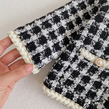 Autumn Winter Korean Style Newborn Baby Girls Clothing Set Long Sleeved Plaid Cardigan Coat+ Shorts 0-3Yrs Children Clothes Suit