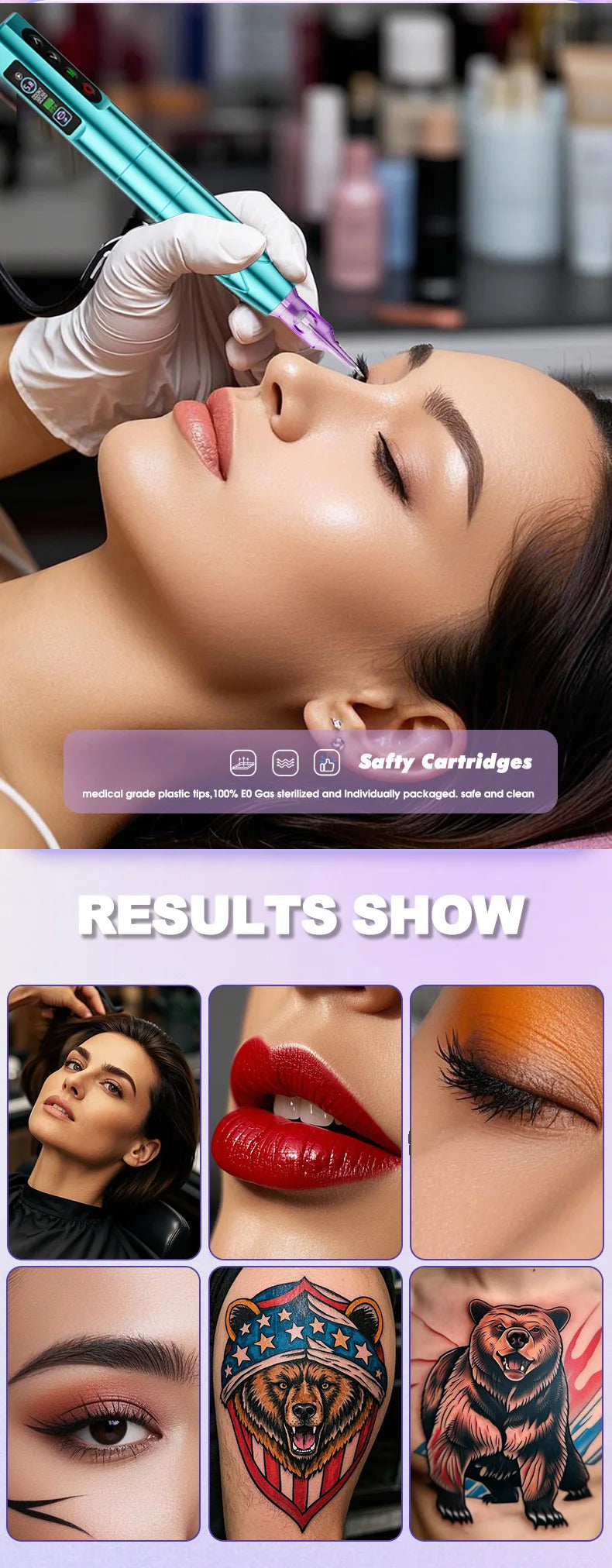 Beauty wireless battery embroidery machine set, integrated contact lens and eyebrow tattooing machine, cross-border source