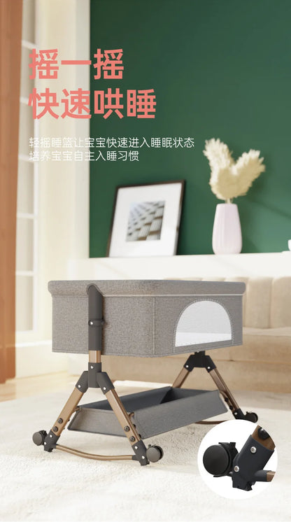 Baby Crib Newborn Small Bed Splicing Large Bed Cradle Bed Sleeping Basket Movable Foldable Portable And Multifunctional
