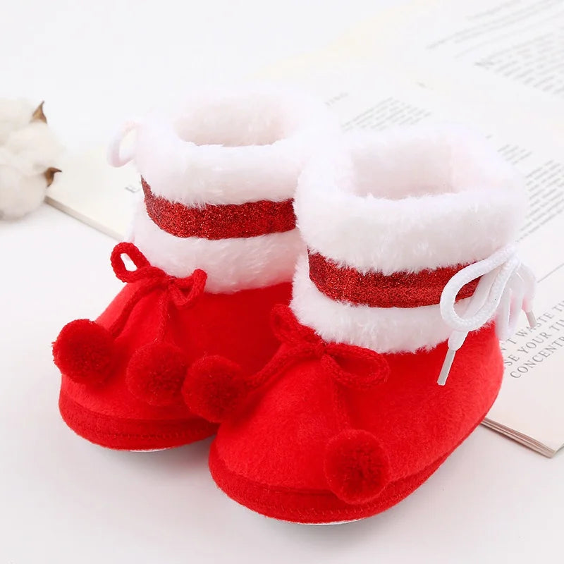 Baywell Cute Cartoon Animal Newborn Baby Boots Winter Plush Snow Booties for Boy Girl Soft Soled Comfortable Warming Shoes