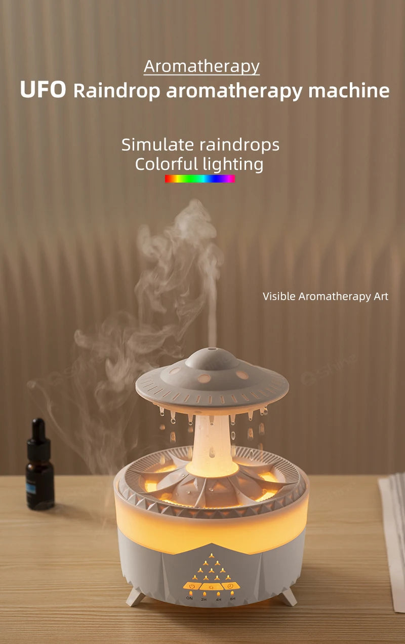 Rain Cloud Humidifier Water Drip with Remote Raindrop Humidifier Rain Cloud Diffuser Mushroom Air Humidifier with Rain Lamp