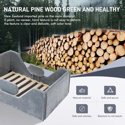 Toddler Bed, Child Bed for Kids with Extra Safety Broad, Standard Crib Size Toddler Bed, Certified Fabric Toddler Beds