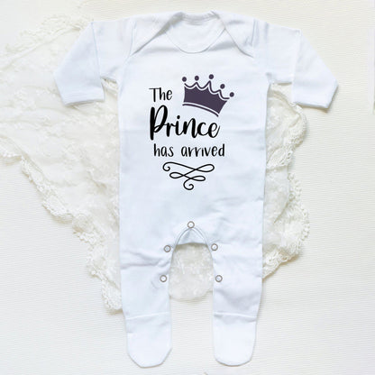 The Prince Has Arrived Print Baby Baby grow Sleepsuit Vest Bodysuit Newborn Boys Coming Home Hospital Clothes Infant Shower Gift
