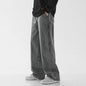 Spring Men Baggy Washed Jeans Drawstring Wide Leg Cargo Denim Pants Fashion Casual Trousers Male Designer Clothing Blue Black