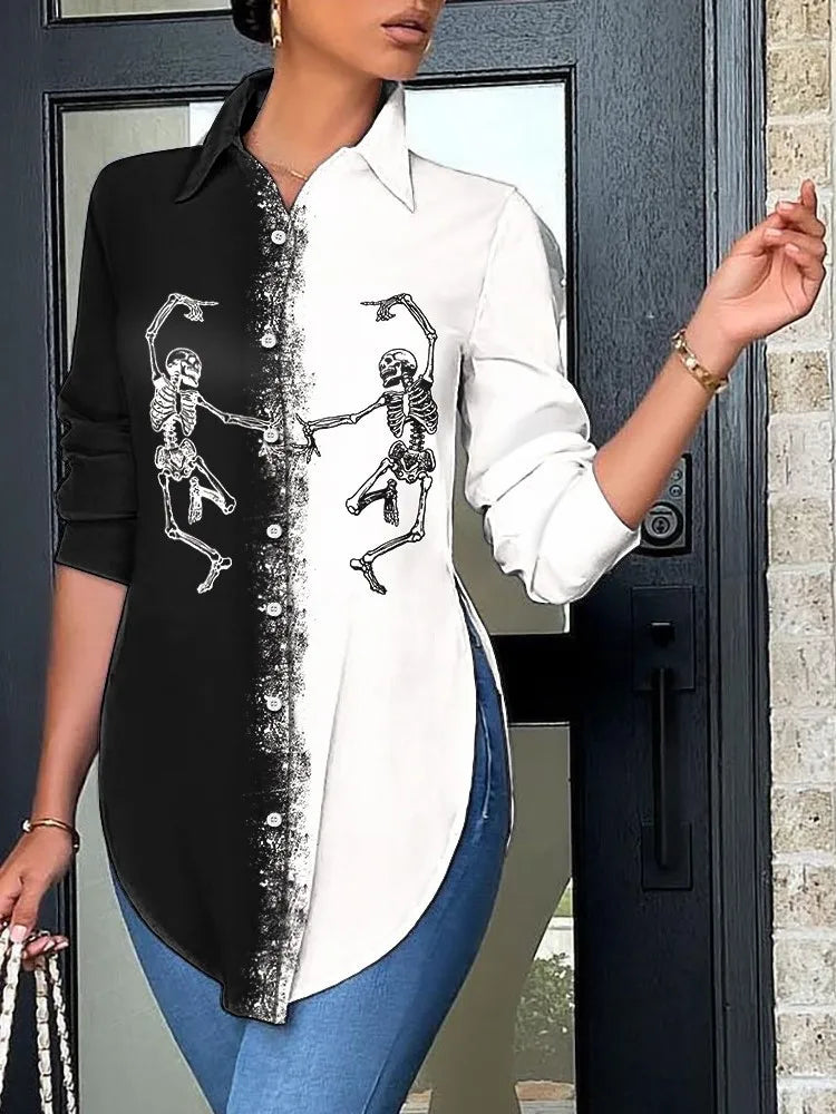 Women White Blouse 2025 Fashion Shirts Elegant Asymmetrical Tops Casual Long Sleeve Tunic Solid Color