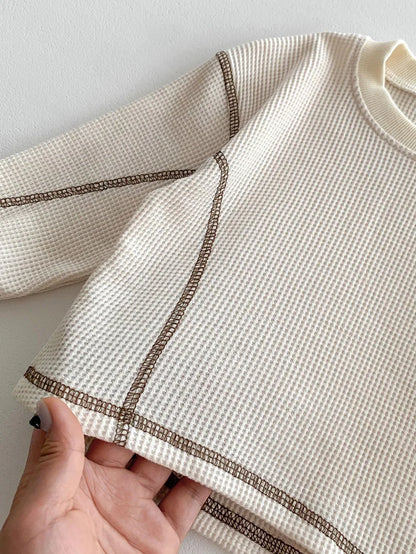 MILANCEL Spring Designer Kids Baby Clothes Casual Boys Suit Cool Infant Blouse And Pants2 PCs Waffle Clothing Set Outfits