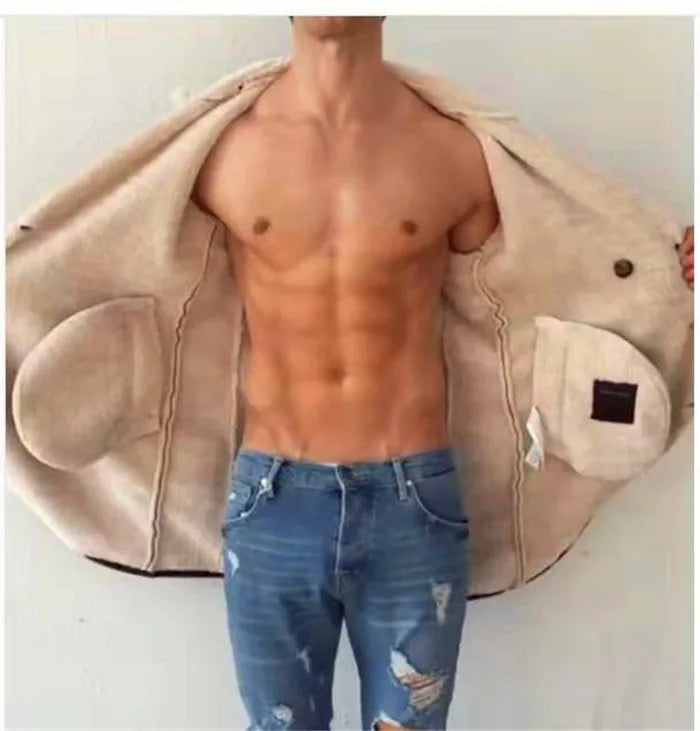 2025 Men's Woolen Coat Middle-aged Double Collar Autumn And Winter Warm Fashion Slim-fitting Woolen Men's Coat Pocket