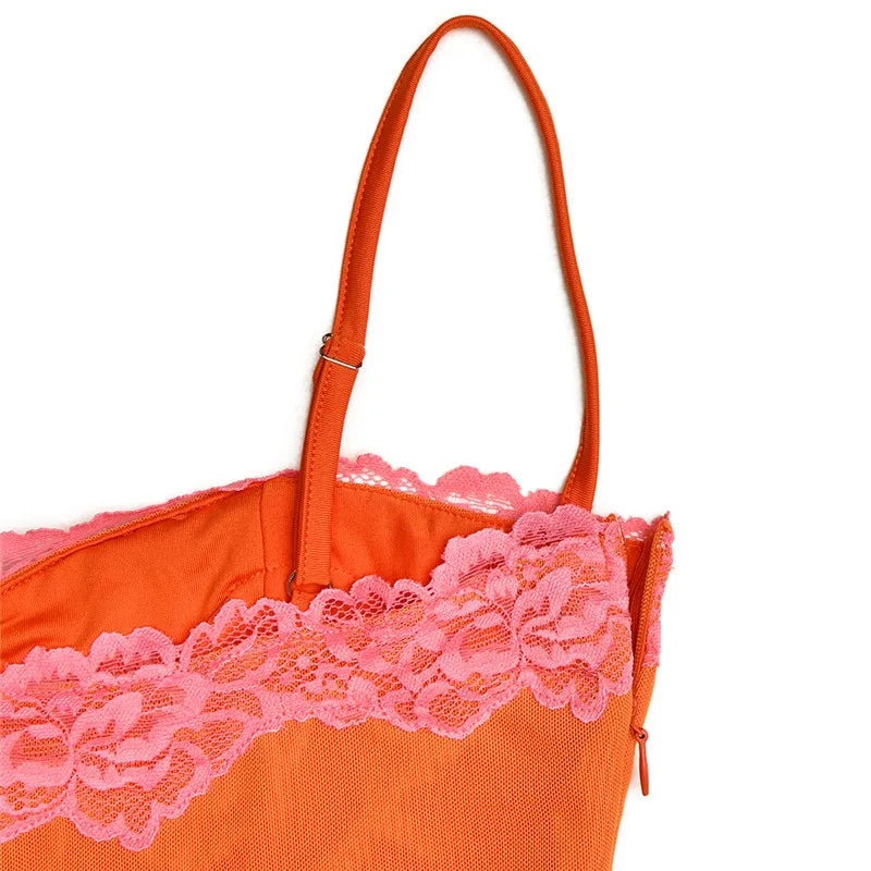 Mozision Lace Spaghetti Strap Bodycon Maxi Dress Women Robe New Patchwork Strapless Sleeveless Backless Sexy Club Party Dress