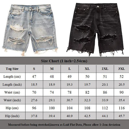 Men's Summer Distressed Shorts Fashion Slim Ripped Short Jeans Vintage Streetwear