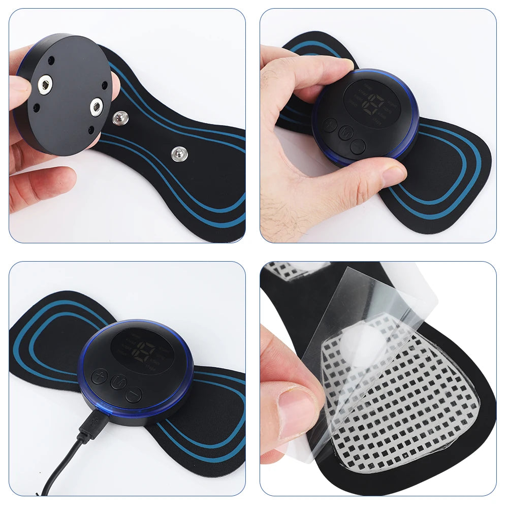 Smart Electric Neck Massager Set Cervical Patch 8 Modes 19 Levels Intensity Portable Home Use Massage Tools for Relieve Fatigue