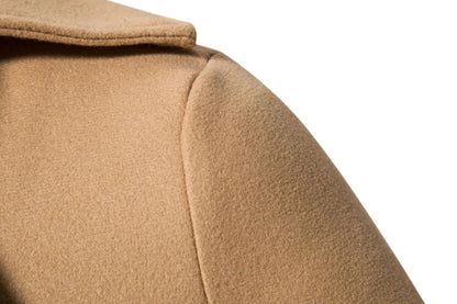 Spring Long Woolen Coats Men Fashion Double Breasted Trench Coats Autumn Turn Down Collar Slim Fit Windbreaker Male Outwear