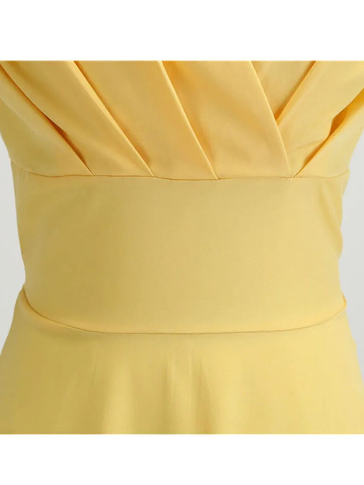 Pink Summer Dress Women V Neck Vintage Robe Elegant Retro pin up Party Office Midi Dresses