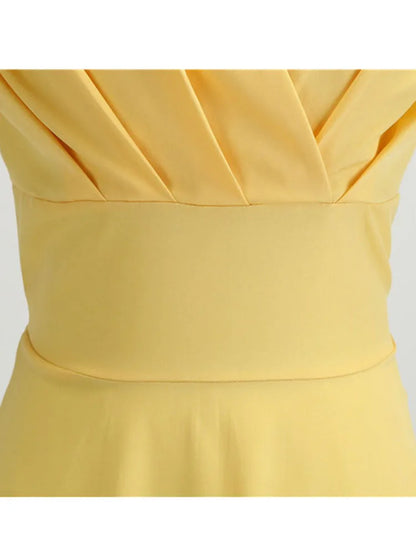 Pink Summer Dress Women V Neck Vintage Robe Elegant Retro pin up Party Office Midi Dresses