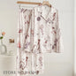 Fashion Print Flower 2PCS Pajamas Set Women Sleepwear Spring Summer Trouser Suits Lounge Wear Loose Satin Home wear Pajamas Suit