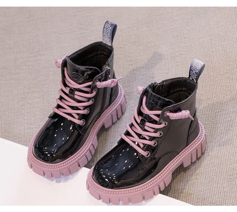 Fashion Kids Boots Girls British Style Children's Ankle Boots Autumn Winter Warm Waterproof Boys Boots 3-15 Years Old Snow Boots