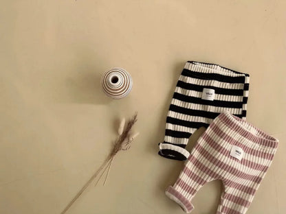 Autumn Winter Children Ribbed Striped Thick Warm Leggings Girl Baby Cotton Casual Pants Boy Infant Fashion Trousers Kid Clothes