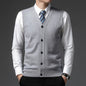 2025 Men's New Autumn and Winter Vest Young Casual Warm Knit Sleeveless Base Shirt Solid Color Jacquard Cardigan Vest