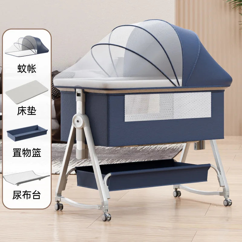 Baby Bed Crib Portable Bassinet Bedside Liftable Cradle Bed Playpen Newborn With Changing Table Storage Bag Mosquito Net