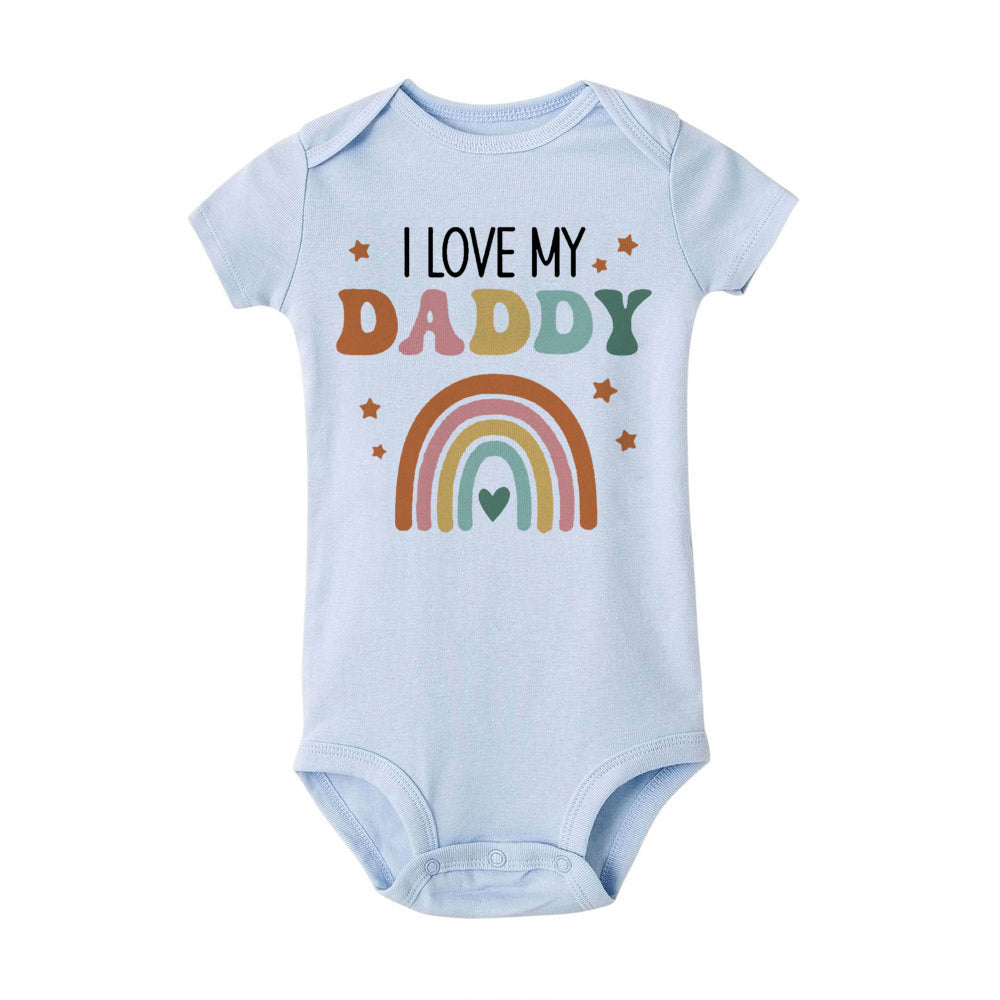 I Love Mummy & Daddy Rainbow Printed Newborn Baby Bodysuits Funny Summer Short Sleeve Infant Rompers Body Boys Girls Jumpsuits