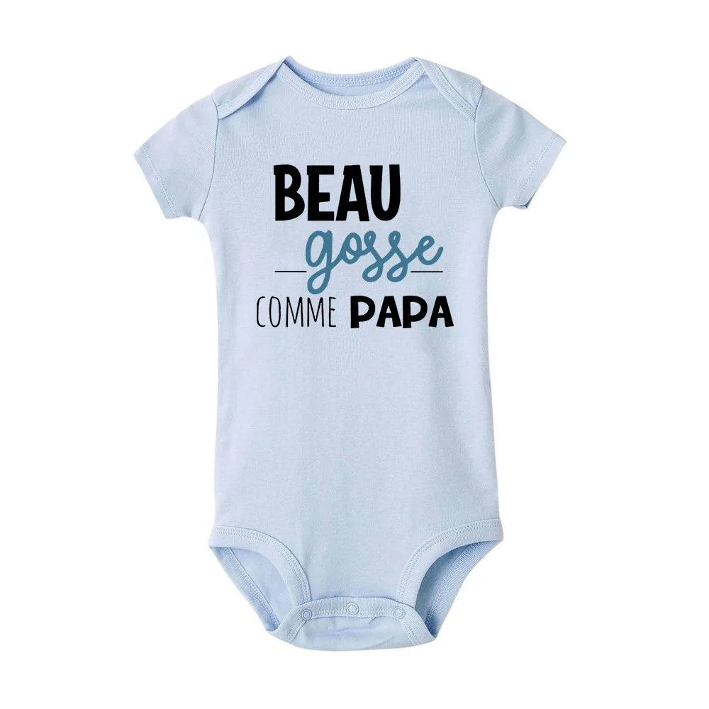 Handsome Like Daddy Newborn Baby Summer Bodysuit Infant Body Short Sleeve Baby Boy Jumpsuit Funny Cute Toddler Bodysuit Outfits