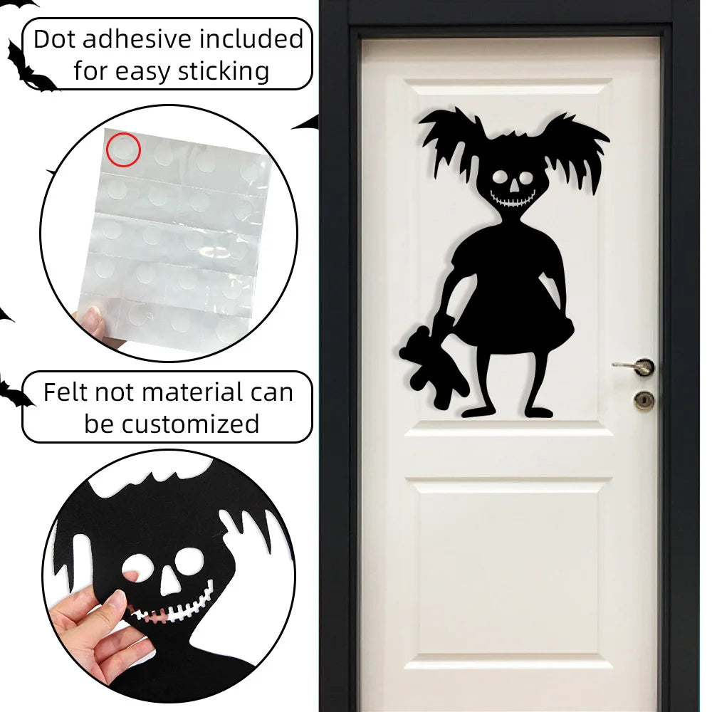 Halloween decoration room door stickers window décor skeleton hand pumpkin DIY devil witch hat glass window stickers ghost