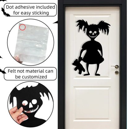 Halloween decoration room door stickers window décor skeleton hand pumpkin DIY devil witch hat glass window stickers ghost