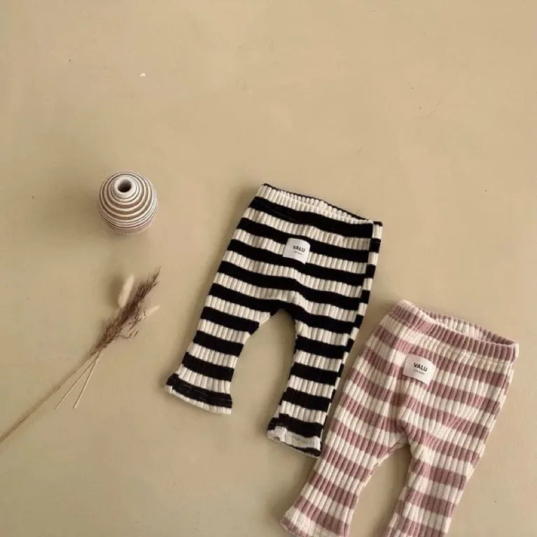 Autumn Winter Children Ribbed Striped Thick Warm Leggings Girl Baby Cotton Casual Pants Boy Infant Fashion Trousers Kid Clothes