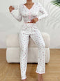 Women Sleepwear Autumn Winter Floral Print Pajamas Set Long Sleeve Top and Long Pants 2 Piece Casual Home wear Loungewear