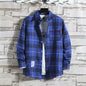 Spring New Korean Style Plaid Shirts Men's Handsome Long-sleeved Loose Casual All-matching Shirt Coats 2025 Trend Men's Clothing