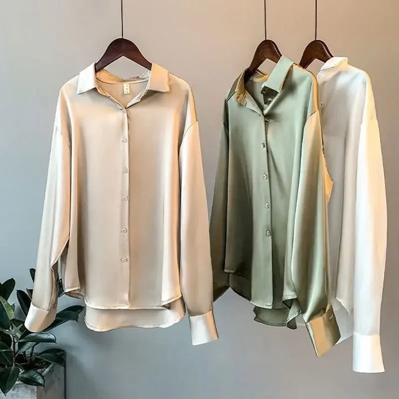 Fashion Spring Shirt And Blouses New Sweater Cardigans Woman Top Knitted Korean Long Sleeve Lapel Button Elegance Sweet Coats