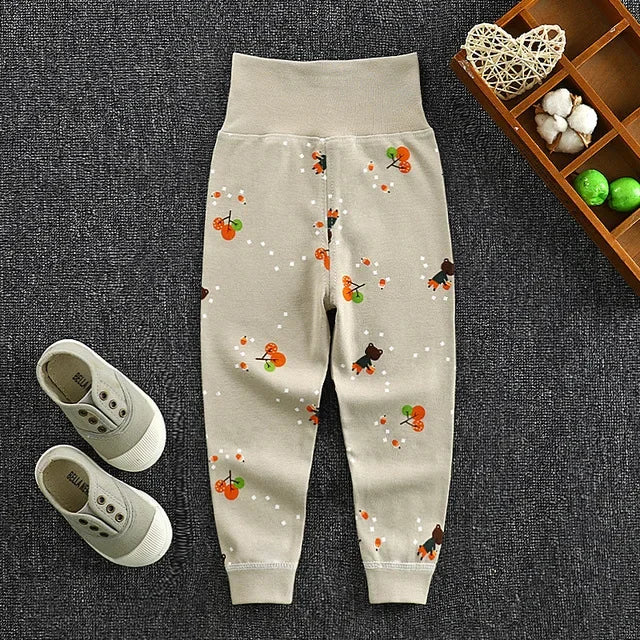 Baby Girls Boys Pants Toddler Bottoming Leggings Children Cotton Cartoon Trousers High Waist 2024 Autumn Newborn Kids Clothing