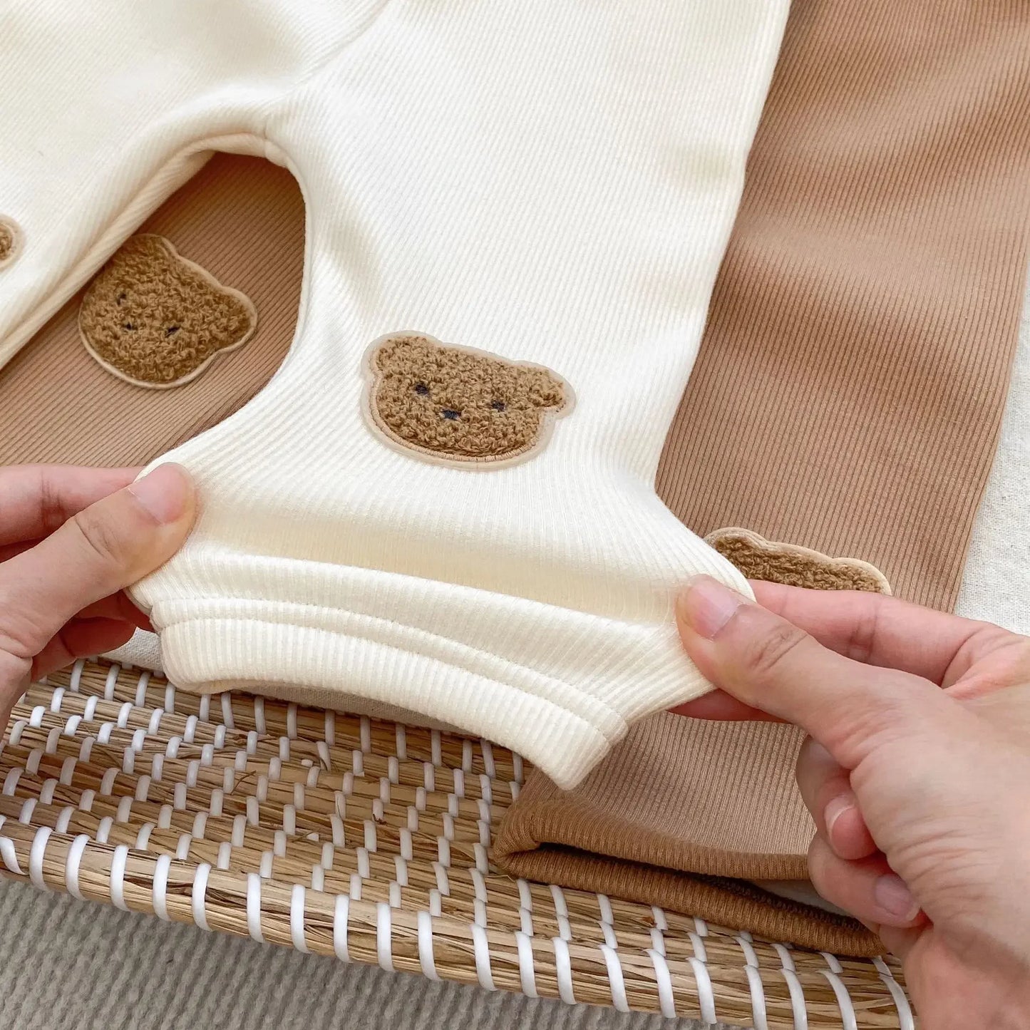 0-3T Newborn Kid Baby Boy Girl Winter Clothes Warm Plush Baby Pants Thick Cotton Stretch Bear Print Leggings Cute Outfit