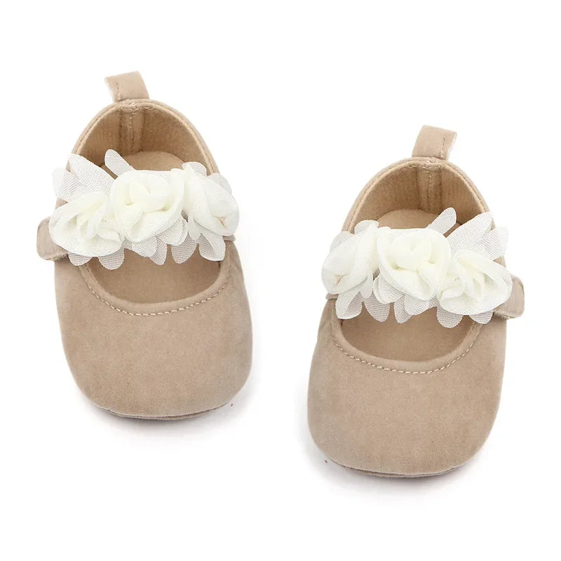 Girls Shoes Soft Soles Non-slip Beautiful Flowers Solid Color Fashion Toddler Infant Newborns Crib First Walkers Princess Shoes
