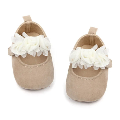 Girls Shoes Soft Soles Non-slip Beautiful Flowers Solid Color Fashion Toddler Infant Newborns Crib First Walkers Princess Shoes