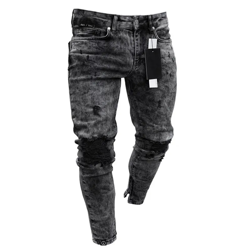 Jeans Men Pants Wash Solid Color Multi Pockets Denim Mid Waist Cargo Jeans Plus Size Fashion Casual Trousers Male Daily Wear