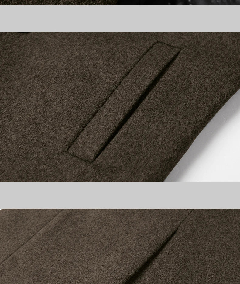 BROWON Brand Trench Coat Men Autumn and Winter New Solid Color Long Woolen Coat for Men Business Casual Windbreaker Men Clothing