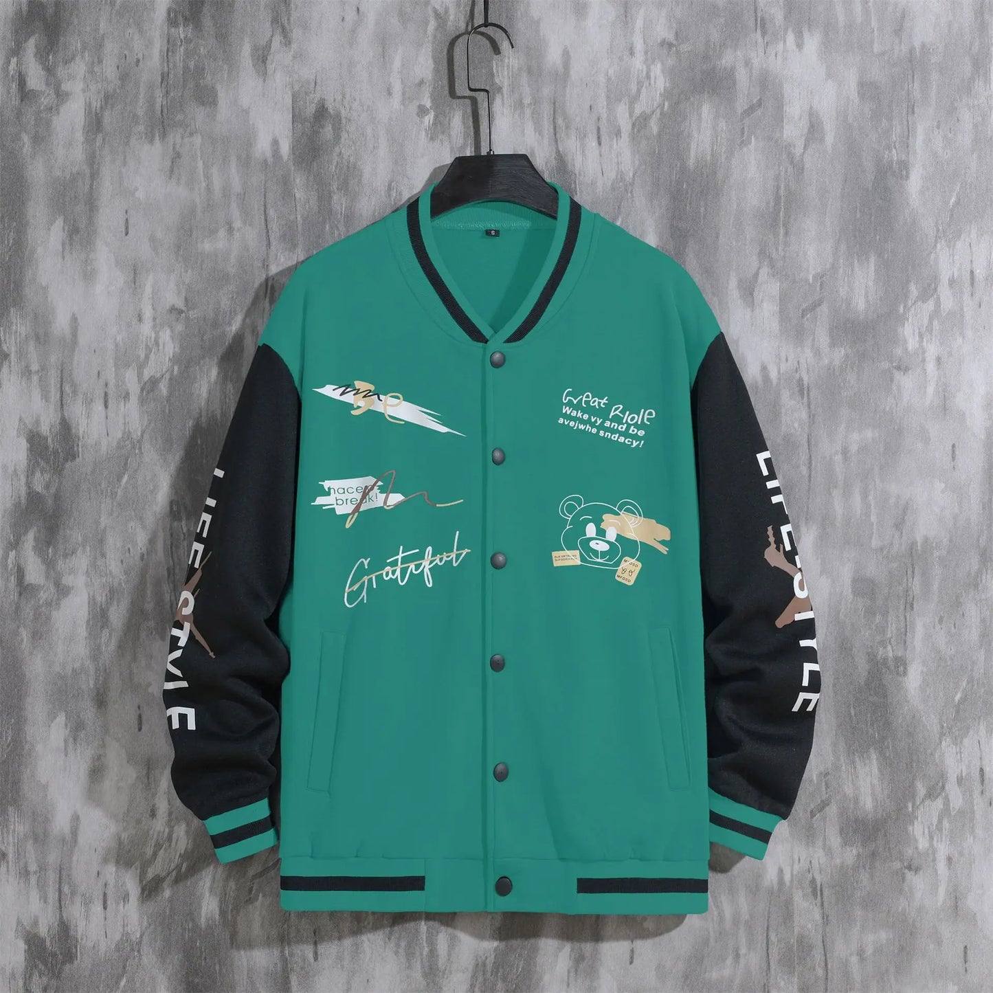 2025 New Jacket Coat Letter Printed  Wear Men Baseball Jacket Casual Long Sleeve Stand Jackets Men's Coats Sweatshirts Outerwear