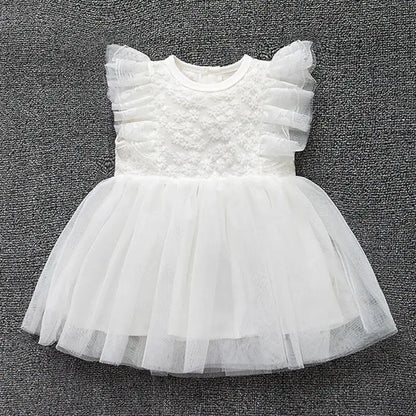 New Born Baby Girl Dress Clothes Christening Dress Classic Infant Baptism Wedding Tulle Dress for Spring Summer 0 3 6 Months