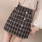 Tweed Skirts for Women Solid High Waist Slimming Skirts Autumn Spring 2025 Buttons Double Breasted Tweed Wool Mini Skirt