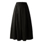 Women Spring Long Skirt Loose Ankle Length High Waist A-line Pockets Solid Color Pleated Elegant Office Lady Maxi Skirt юбка